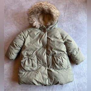 Zara Olive Green Faux Fur Lined Jacket